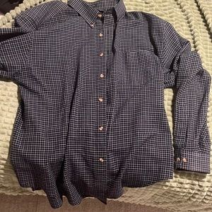Large Men’s Blue Plaid Button- Up